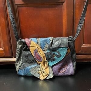 Multicolor NAS Alentino vintage faux Leather Patchwork Shoulder Bag